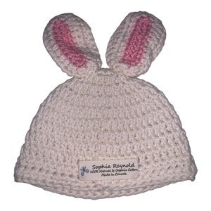 Organic Cotton Crochet Knit Handmade Bunny Rabbit Ear Baby Hat